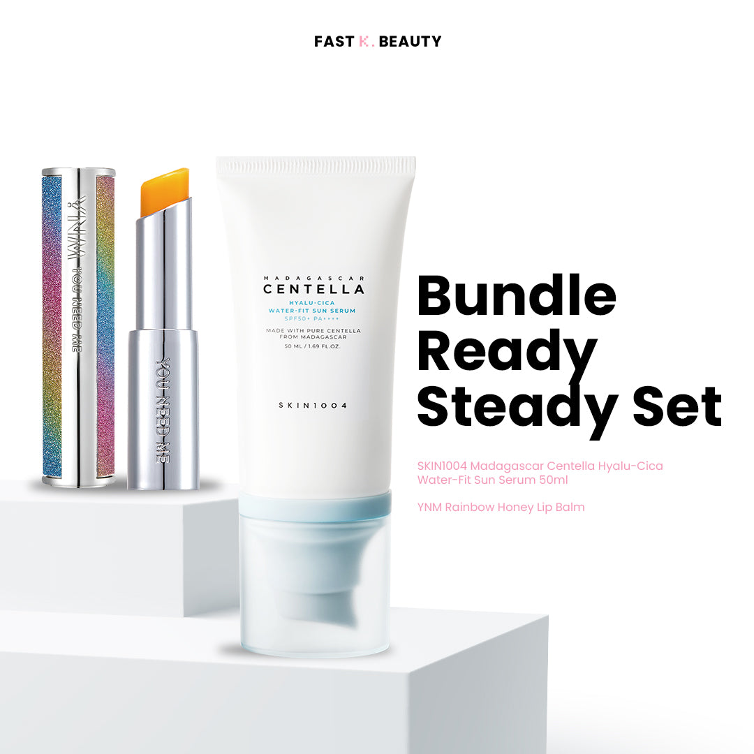 Bundle 5 Ready Steady Set (SKIN1004 Madagascar Centella Hyalu-Cica Water-Fit Sun Serum 50ml + YNM Rainbow Honey Lip Balm)