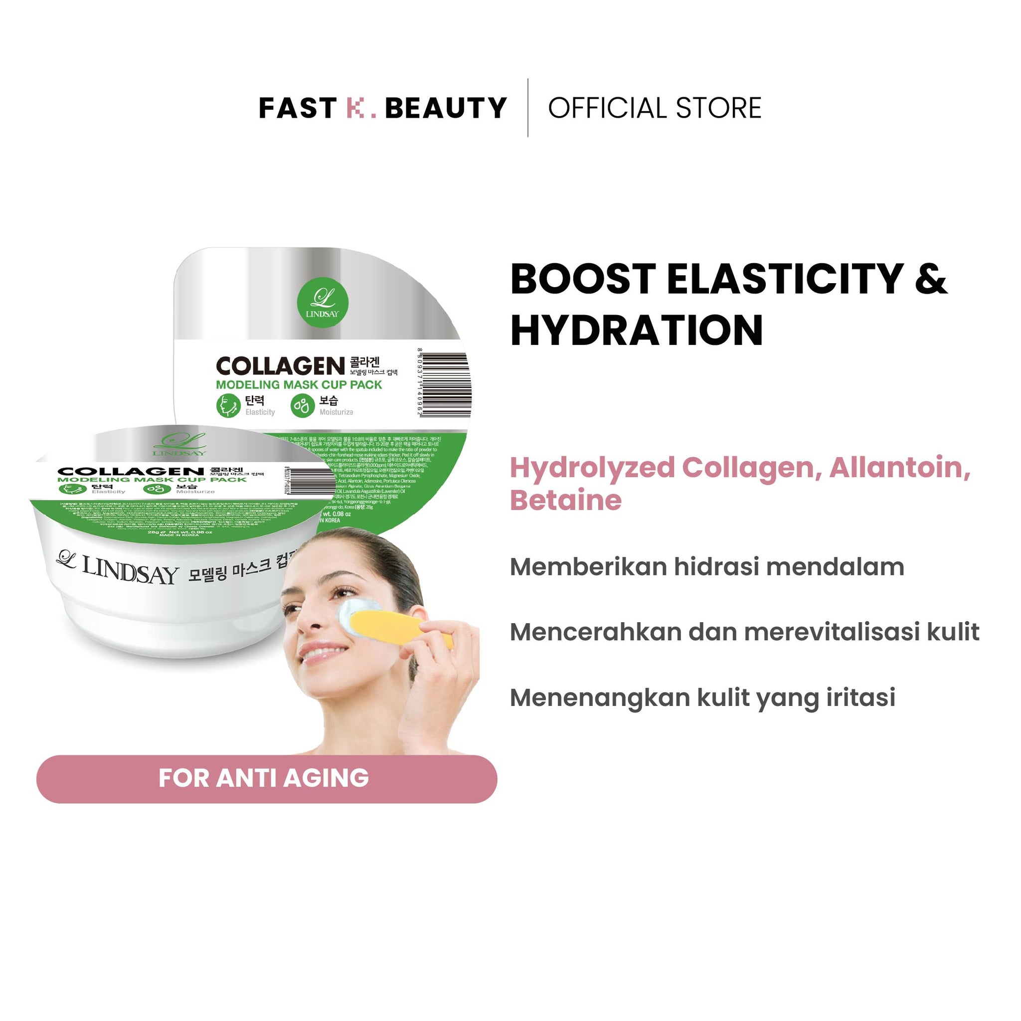 LINDSAY Collagen Modeling Mask Cup Pack 28g