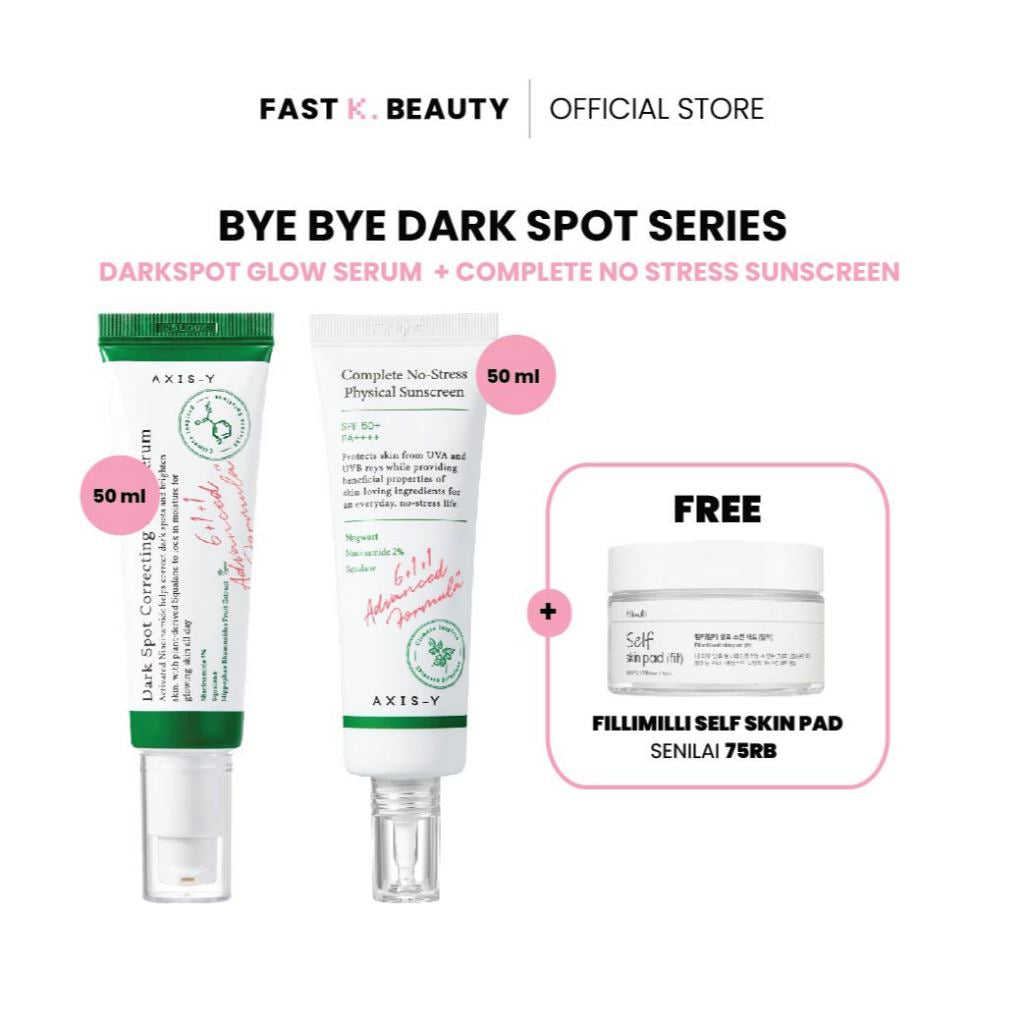 AXIS-Y Special Bundling Darkspot Glow Serum + Complete No-Stress Physical Sunscreen V. 3 [FREE FILLIMILLI Self Skin Pad]